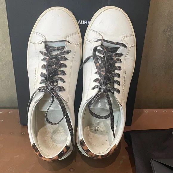 Saint Laurent Andy Low Top White Sneakers - Picture 1 of 8